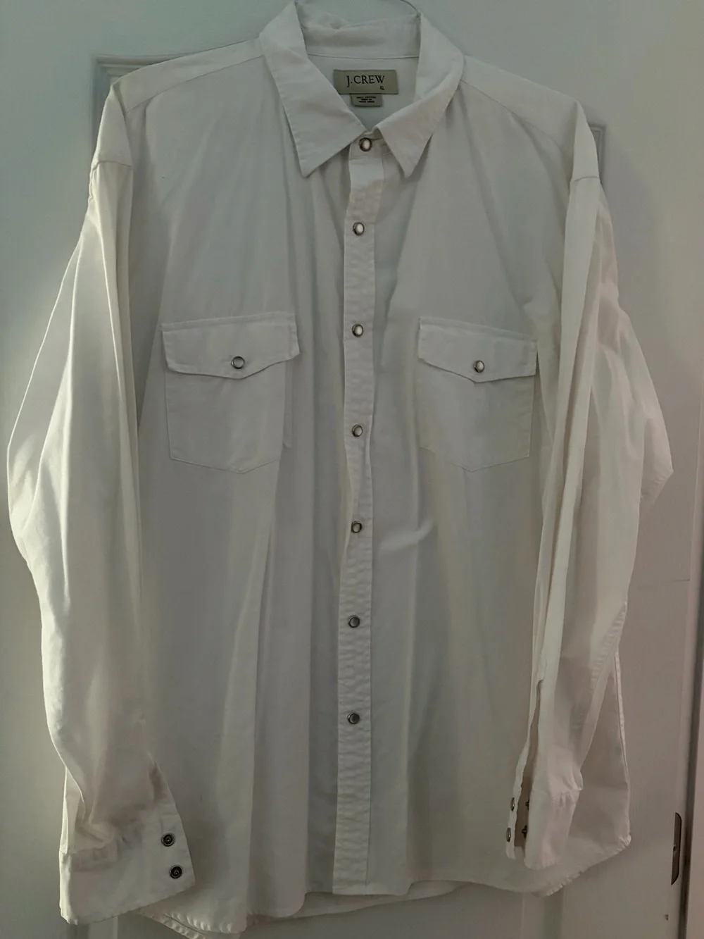 J. Crew Men's White Long-Sleeve Button-Down Shirt